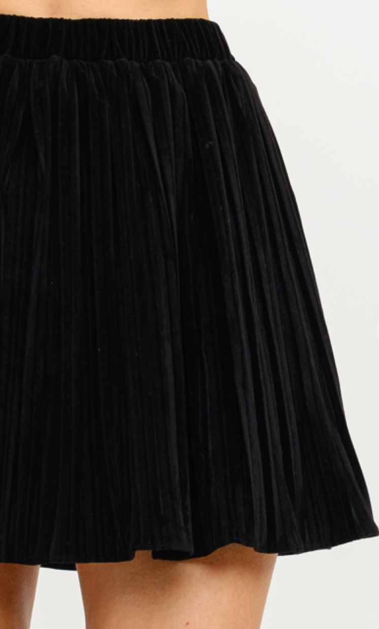 Aria Velvet Pleated Skirt