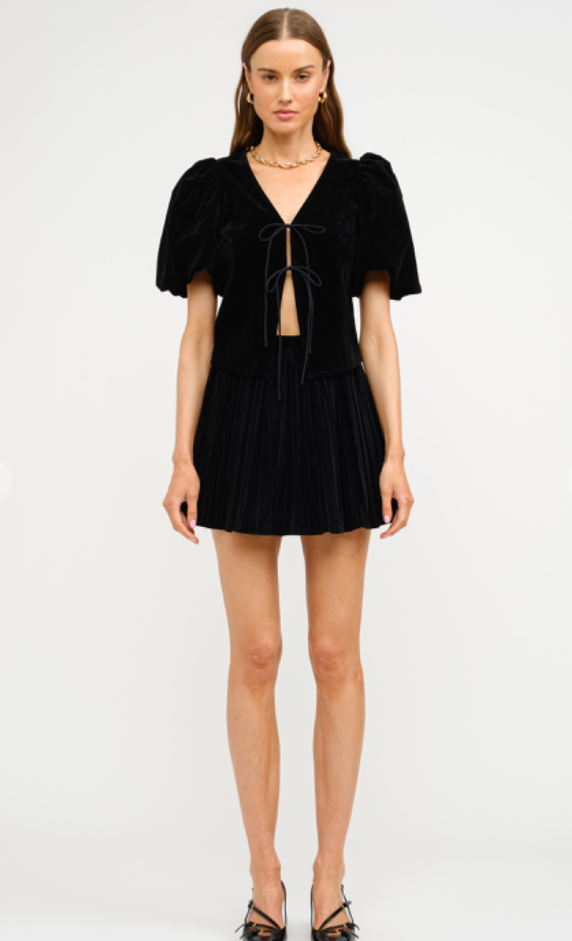 Aria Velvet Pleated Skirt