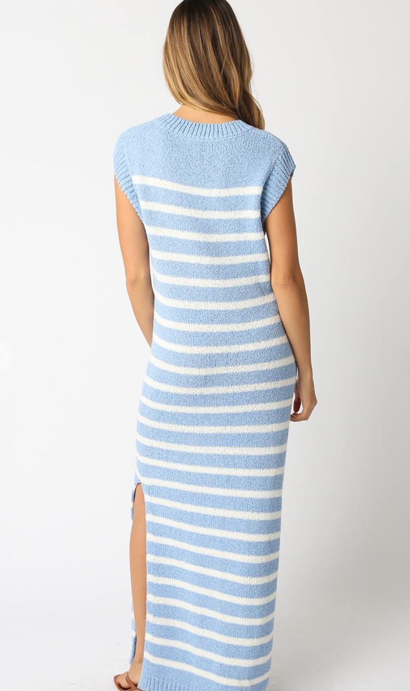 Blue Stripe Knit Maxi Dress
