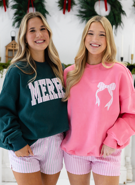 Pink Bow Embroidered Sweatshirt