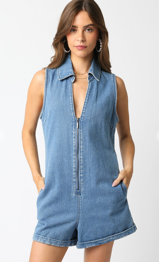 Blayne Denim Zip Up Romper