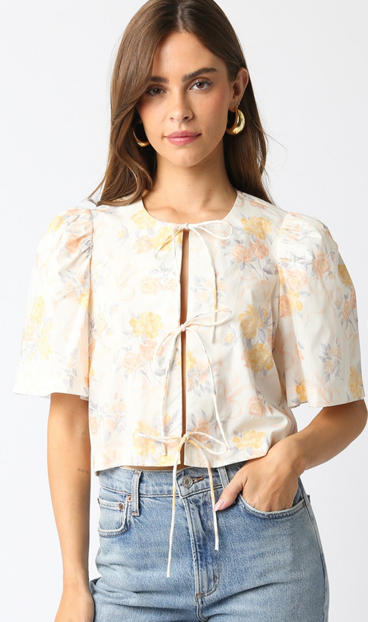 Yellow Floral Ties Top