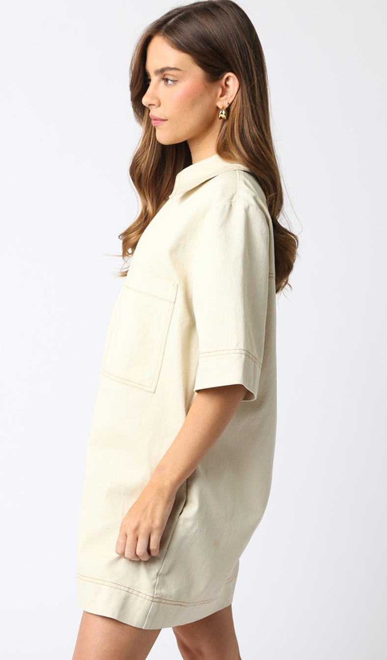 Natural Denim Pockets Dress