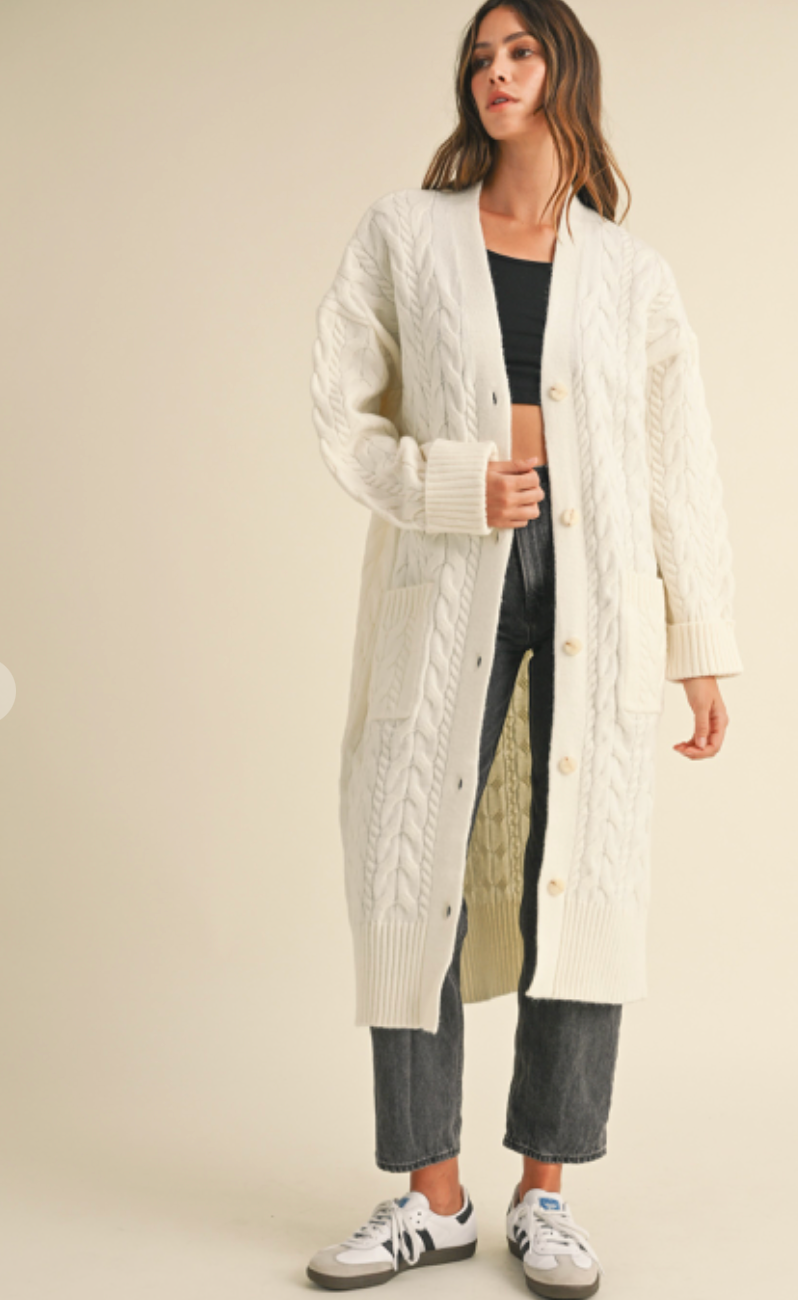 Cable Knit Duster Cardigan