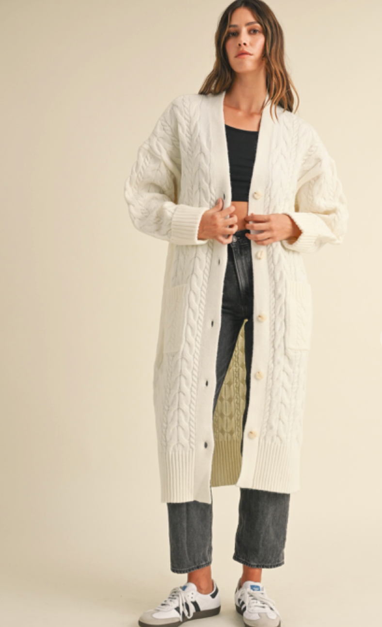 Cable Knit Duster Cardigan