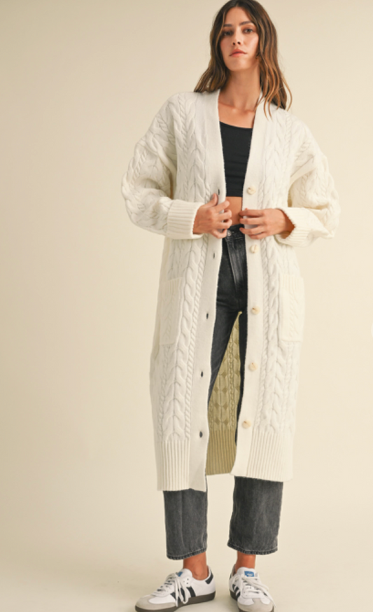 Cable Knit Duster Cardigan