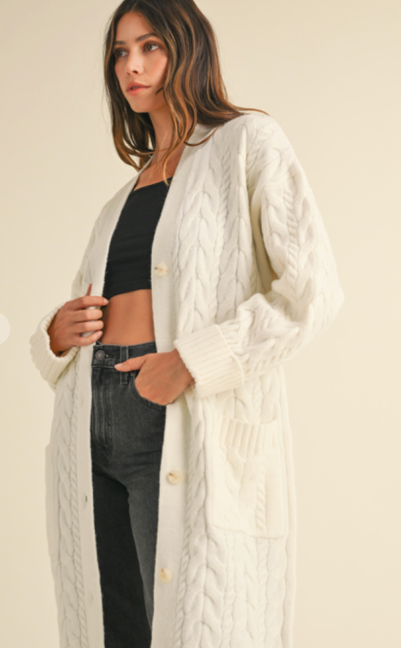 Cable Knit Duster Cardigan