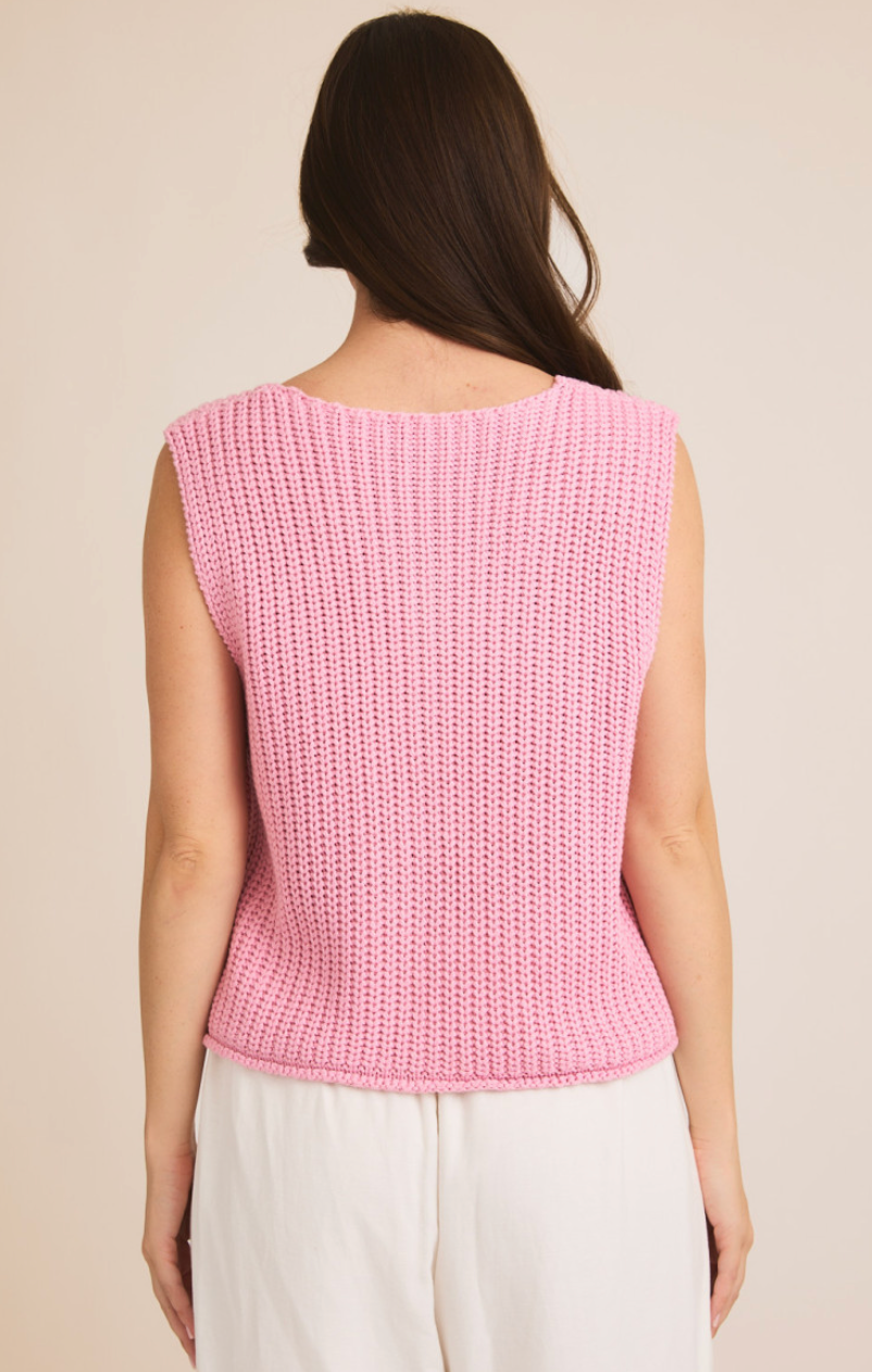 Pink Button Down Sweater Top