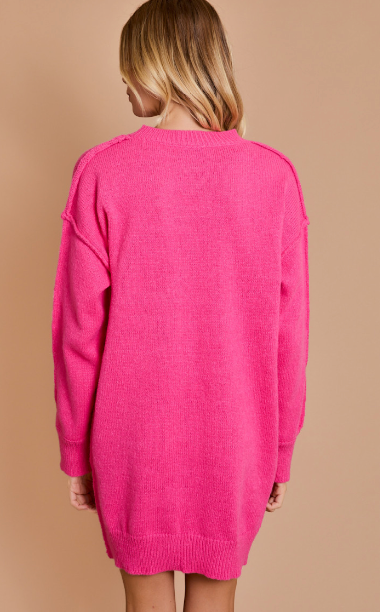 Hot Pink Sweater Dress