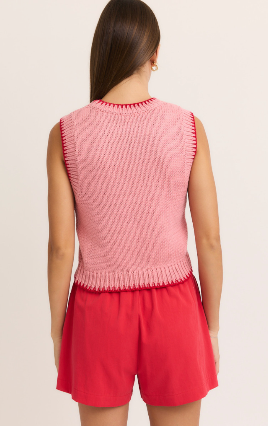 Stitch Knit Tank Pink/Red