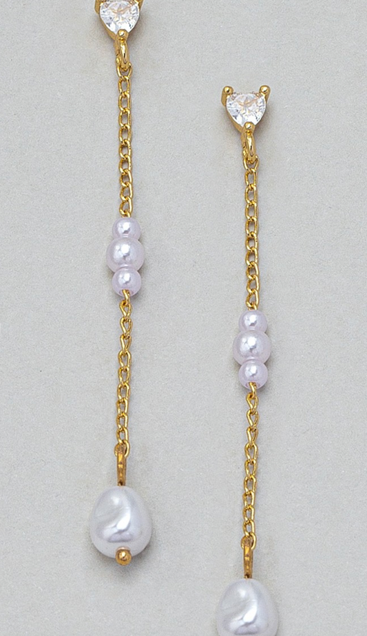 Gem & Pearl Linear Earrings