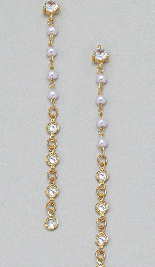 Linear Pearl Chain Earrings