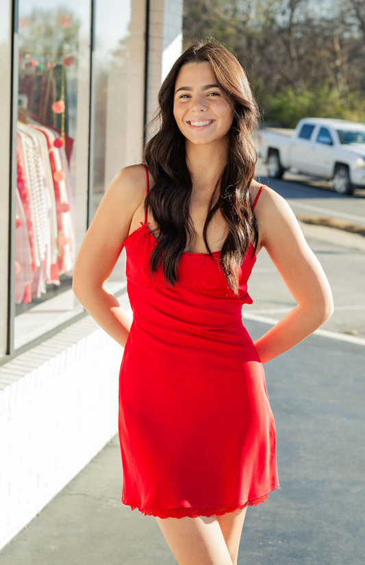 Red Satin Mini Dress