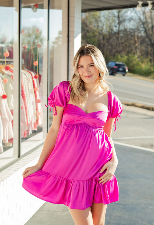 Satin Babydoll Dress Pink