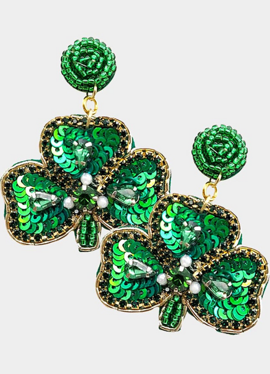 Sequin Shamrock Earrings