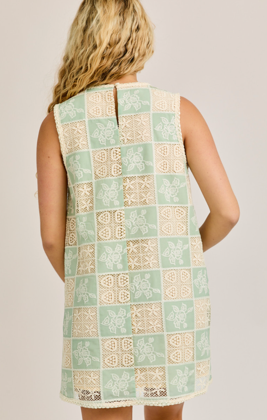 Sage Crochet Shift Dress