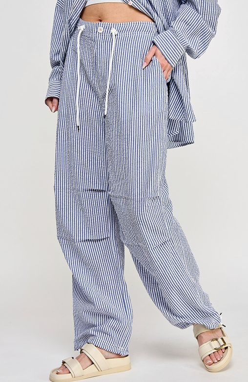 Blue Striped Seersucker Pants