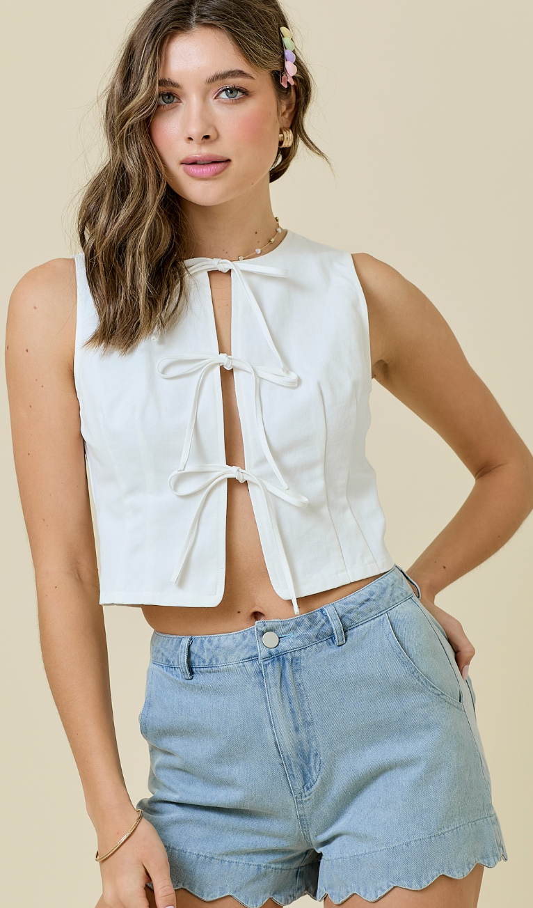 White Tie Detail Vest