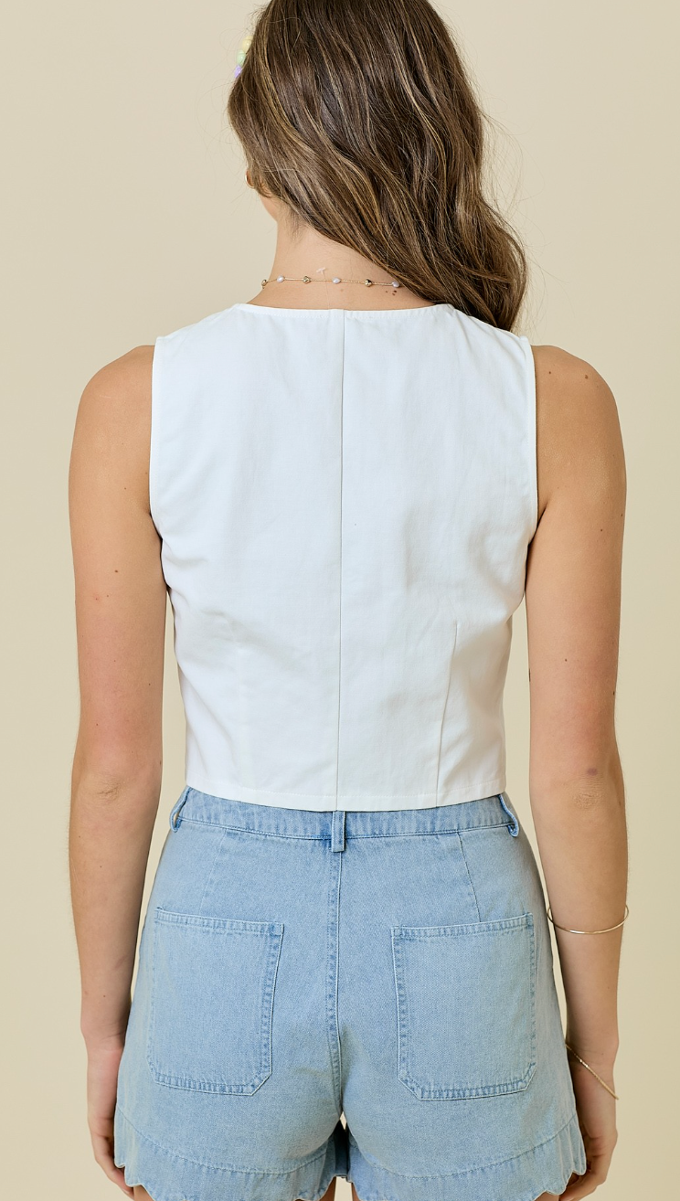 White Tie Detail Vest