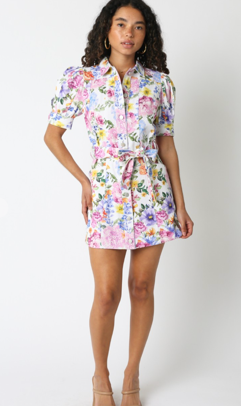 In Full Bloom Denim Dress