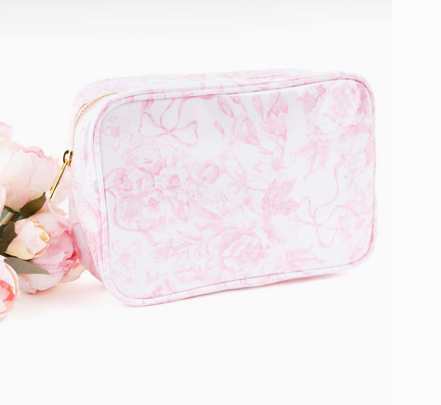 Pink Bow Toile Rectangle Cosmetic Bag