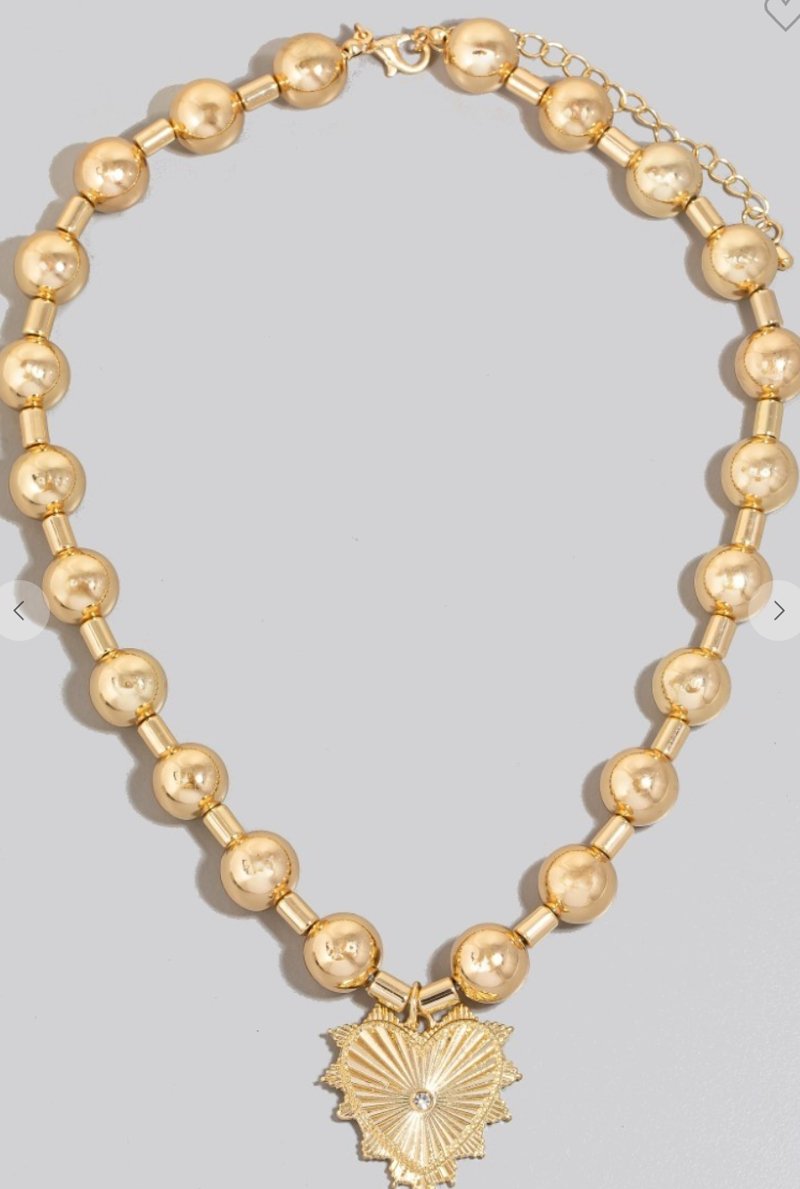 Ball Bead Heart Necklace