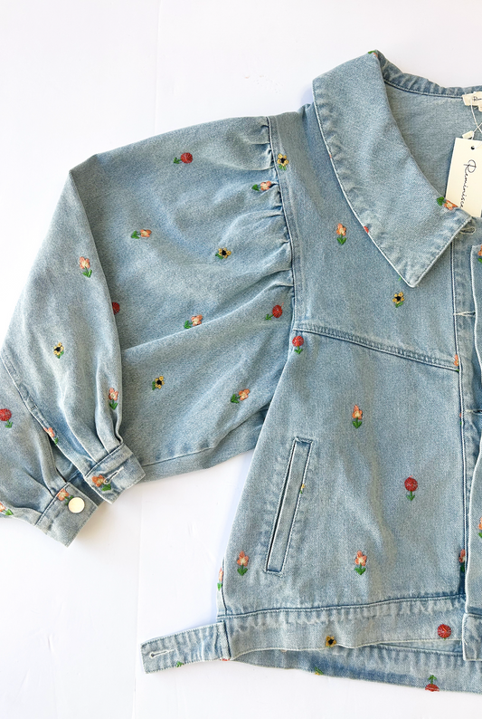 Daisy Embroidered Denim Jacket