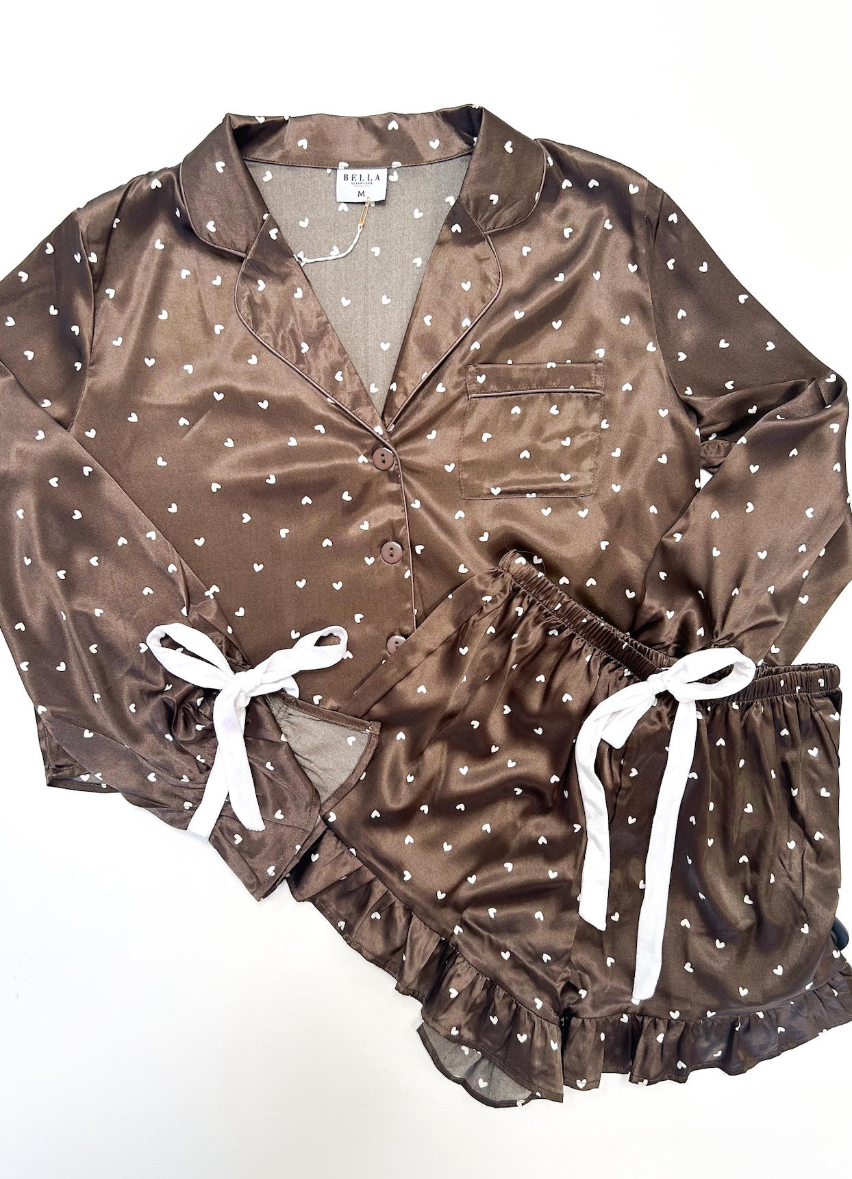 Velvet Bow Pajamas - Hearts