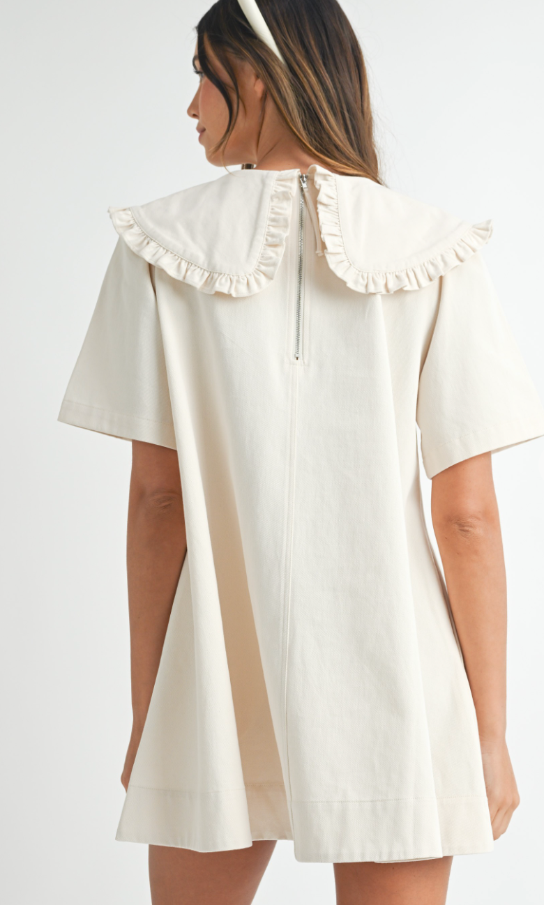 Beige Denim Collared Dress