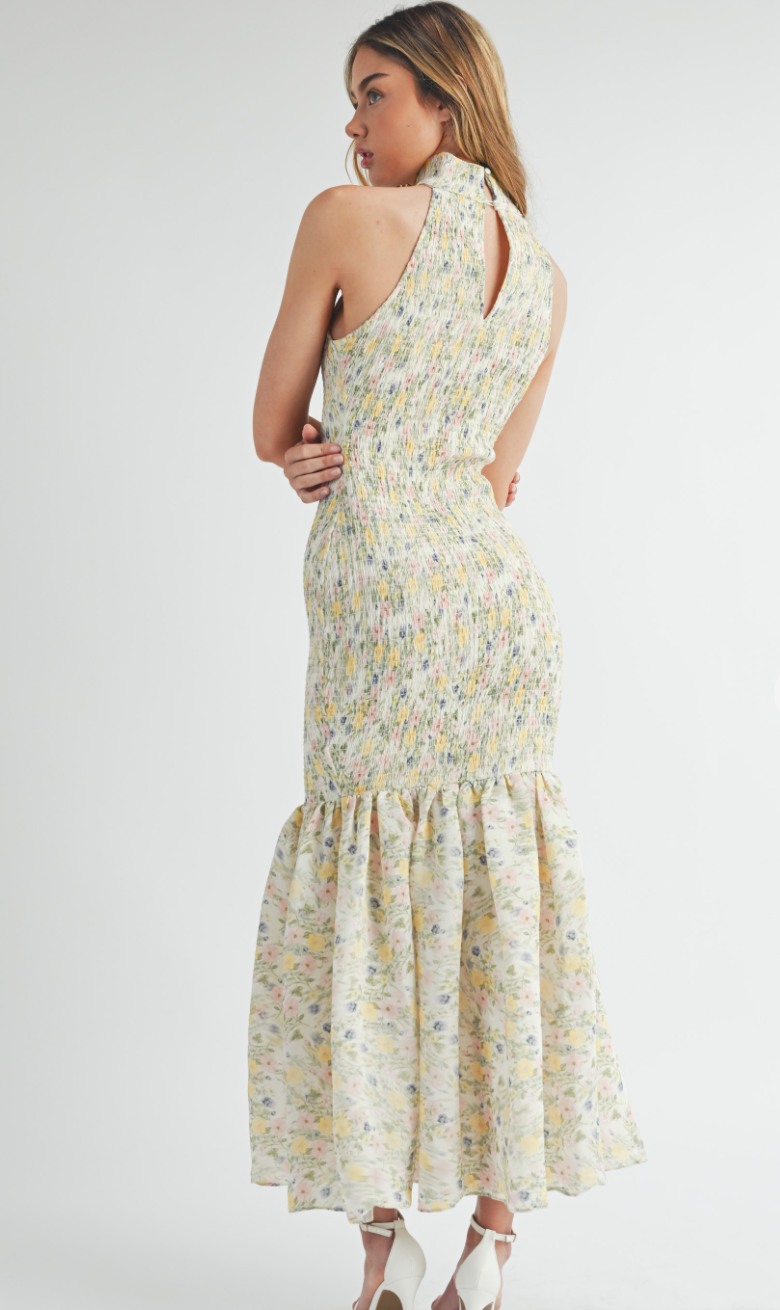 Smocked Mermaid Floral Maxi Dress