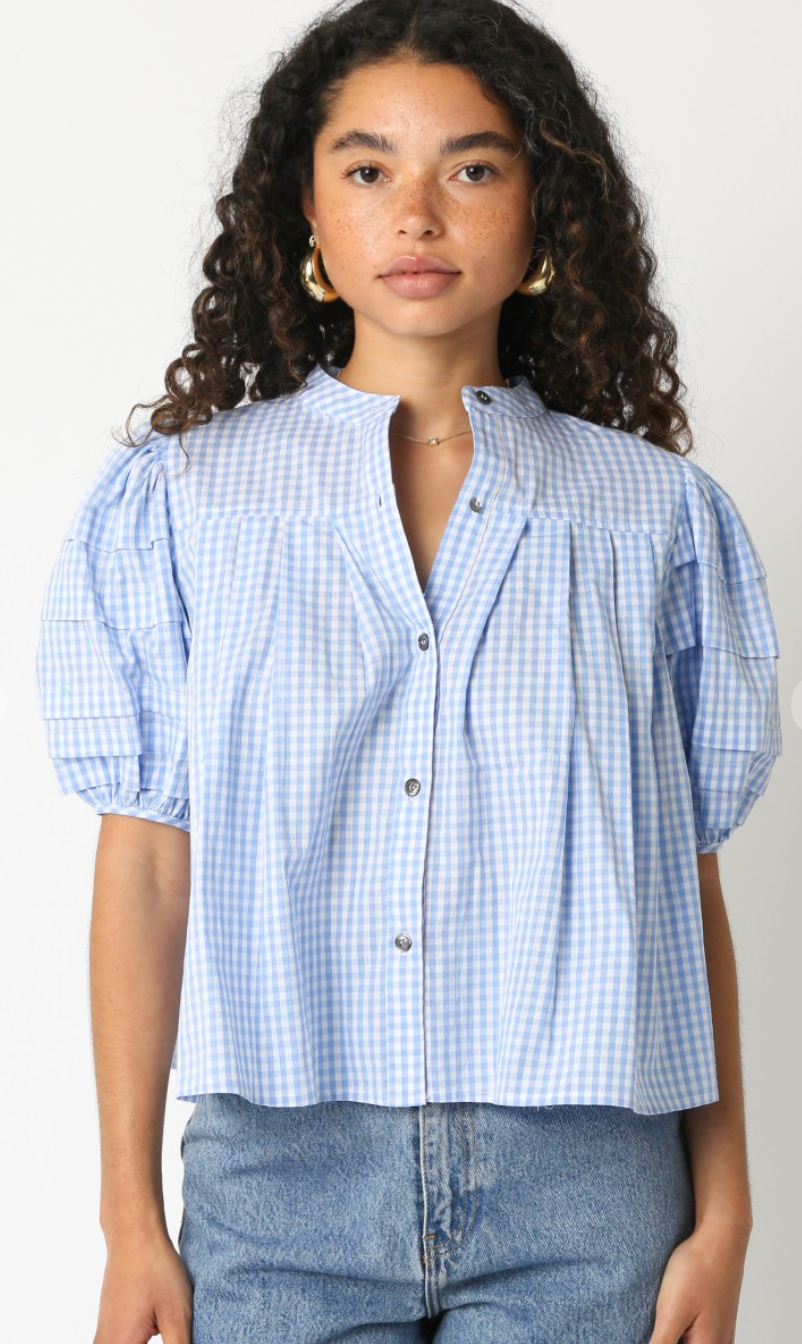 Harlow Checkered Blouse Blue