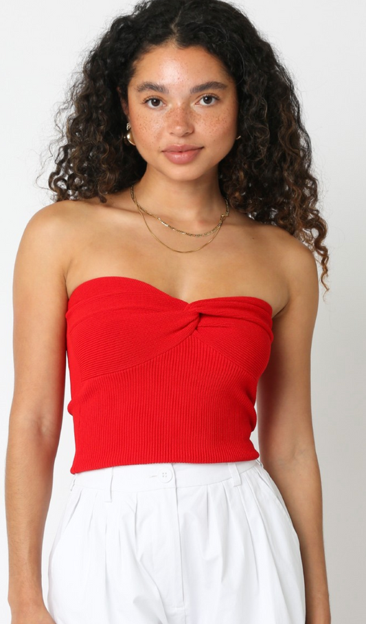 Strapless Knit Tube Top Red