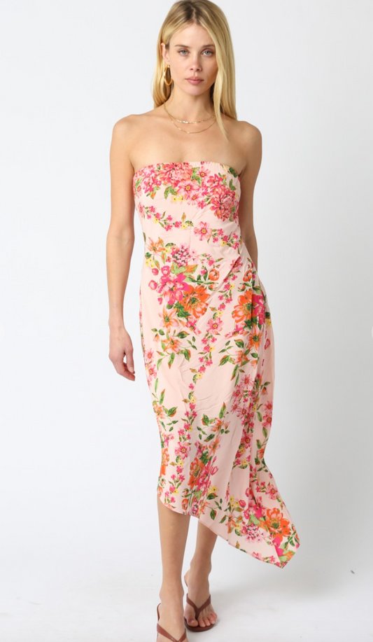 Bright Flowers Asymmetrical Dress