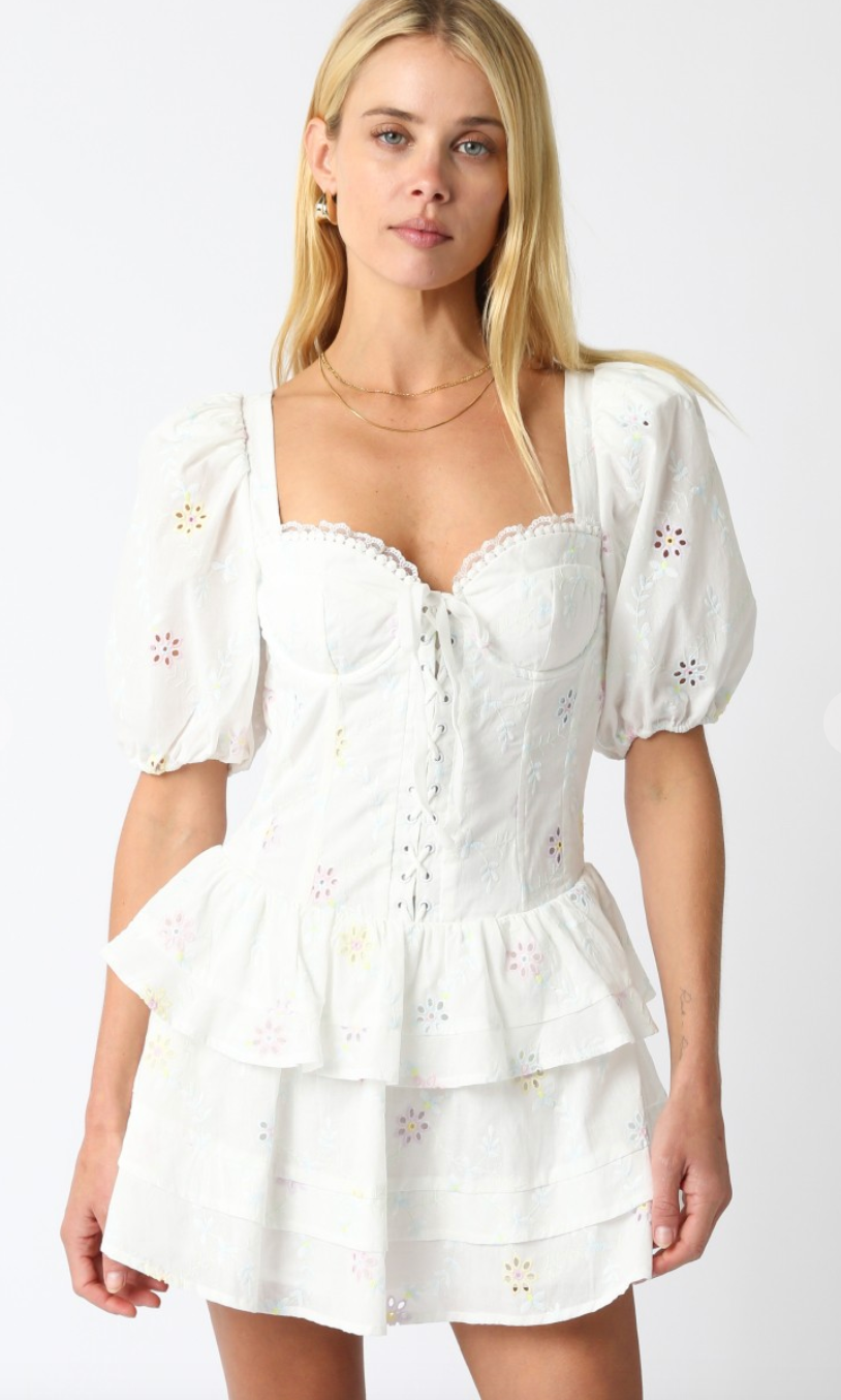 Chelsea Eyelet Floral Corset Dress