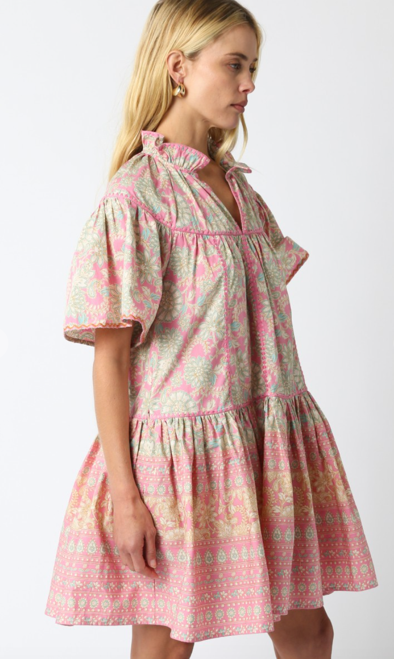Brielle Pink Pattern Dress