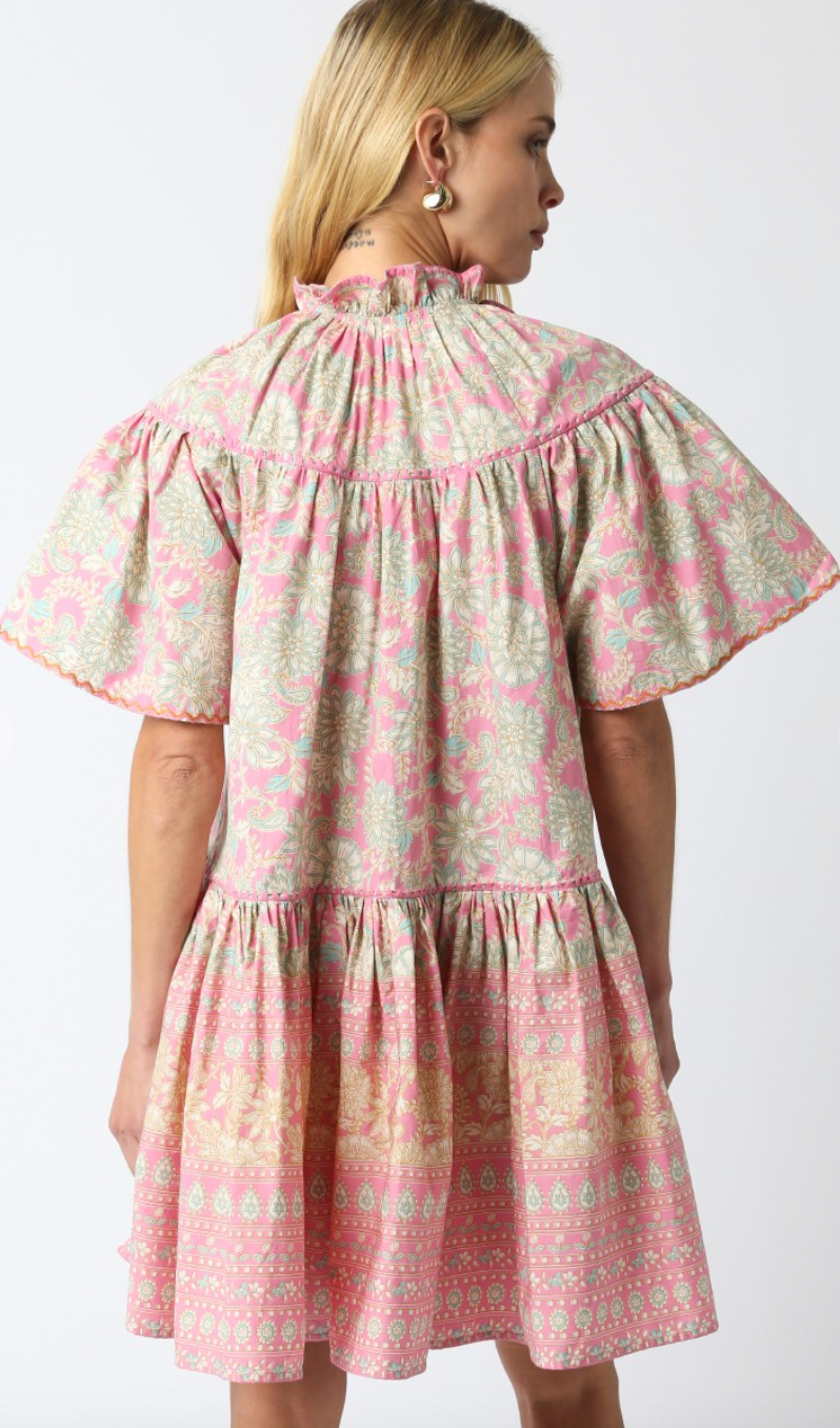 Brielle Pink Pattern Dress