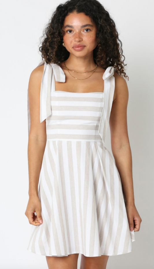 Samantha Stripe Tie Shoulder Dress