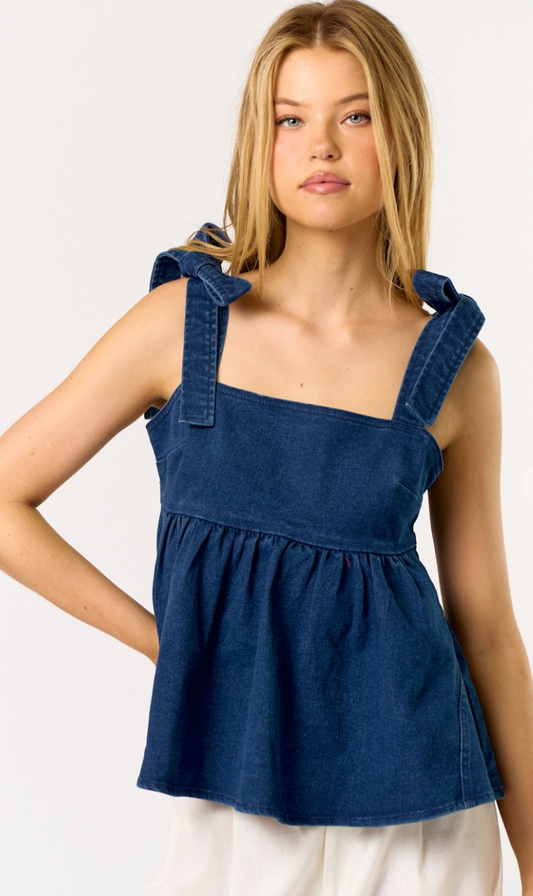 Denim Shoulder Tie Top