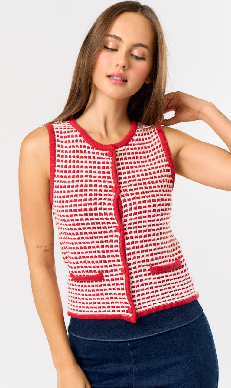 Red/White Sweater Vest