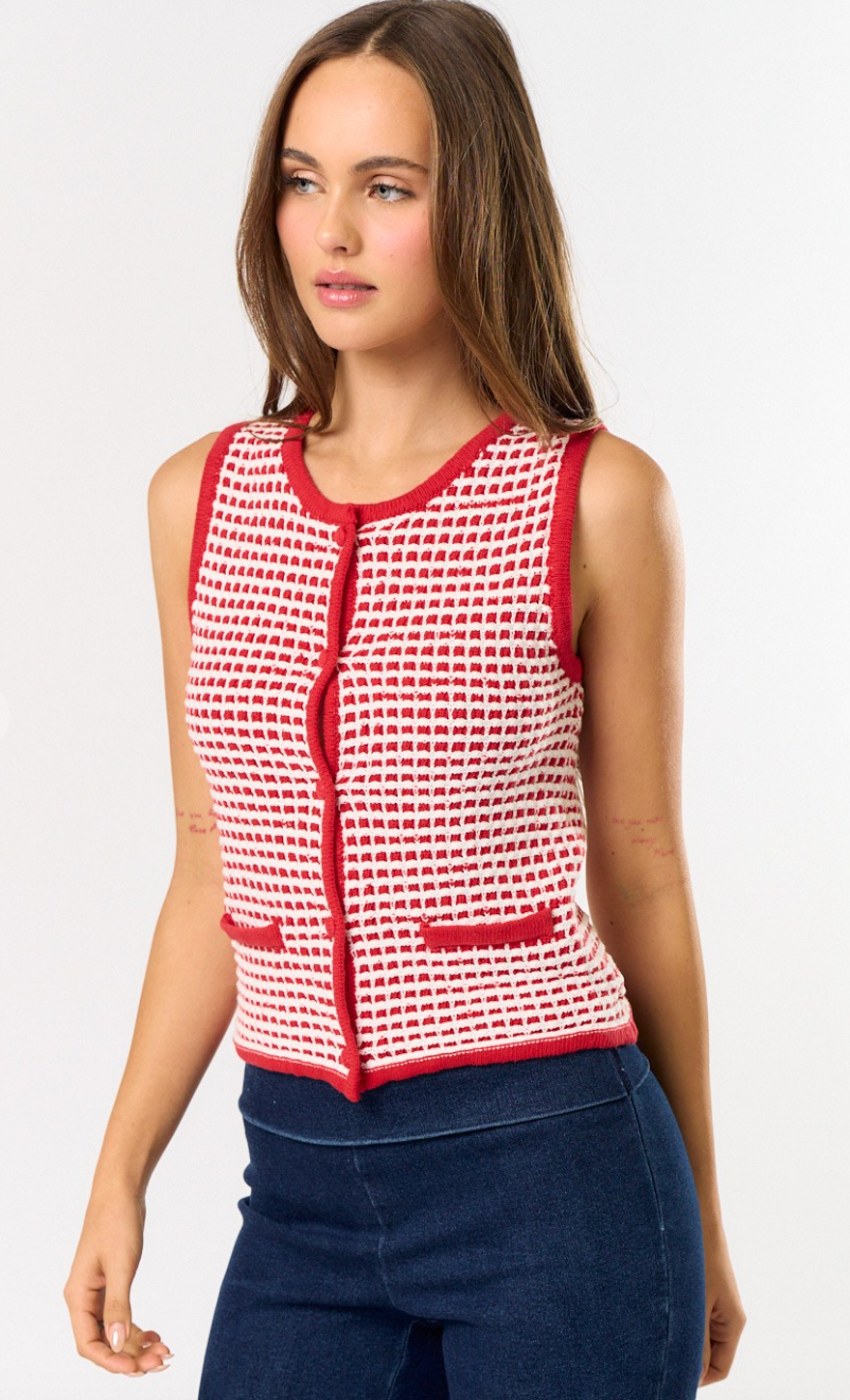 Red/White Sweater Vest