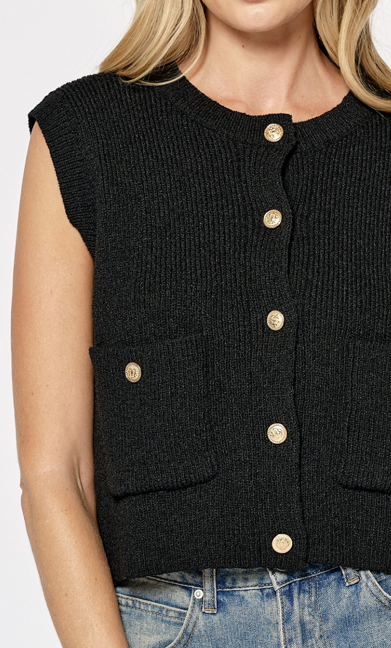 Black Sweater Vest w/ Buttons