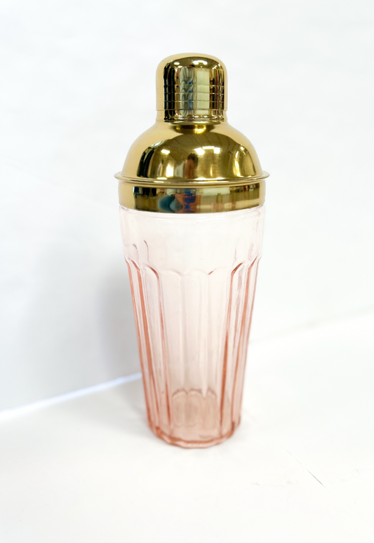 Pink + Gold Glass Cocktail Shaker