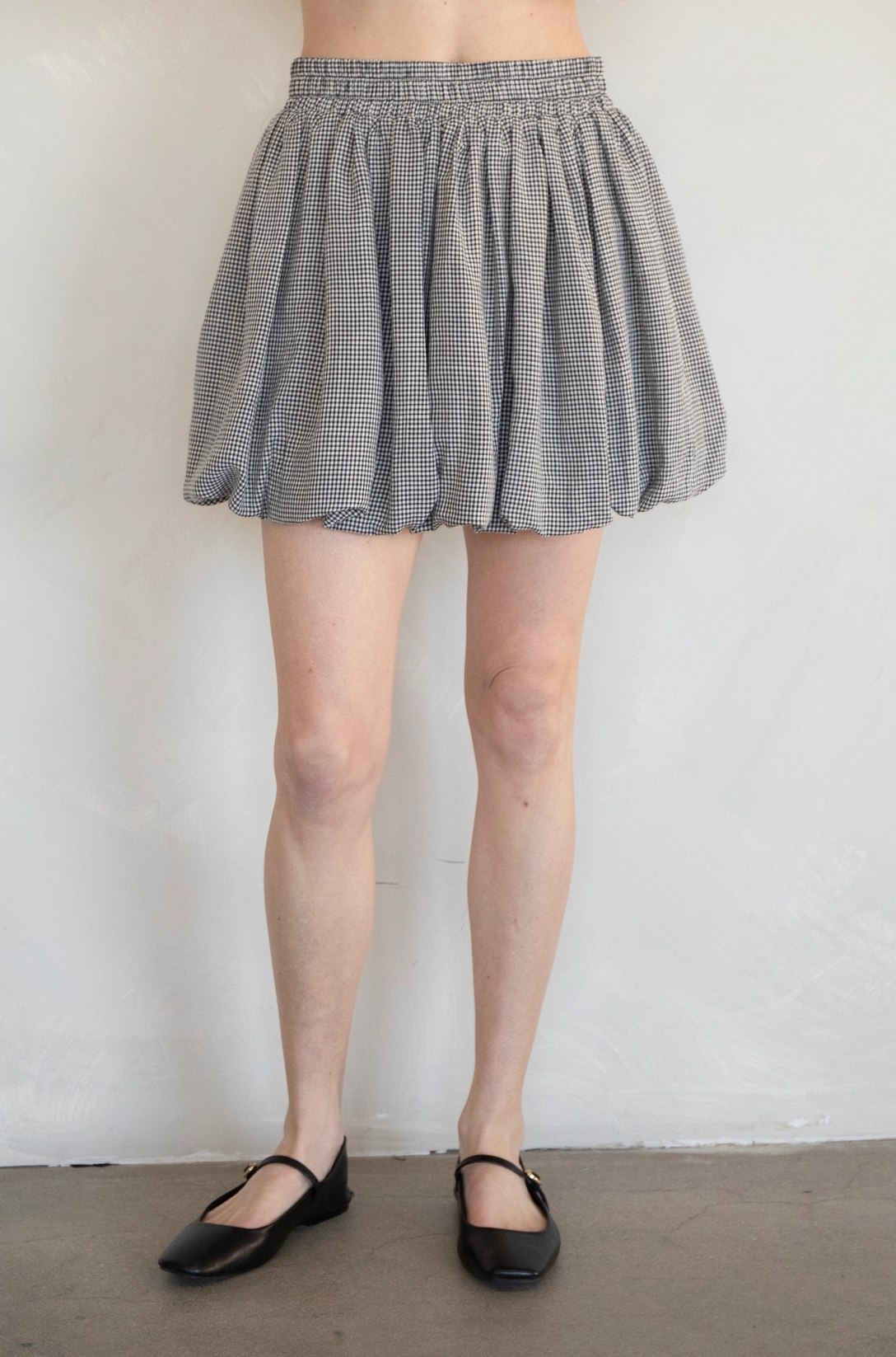 Checker Bubble Skirt Black