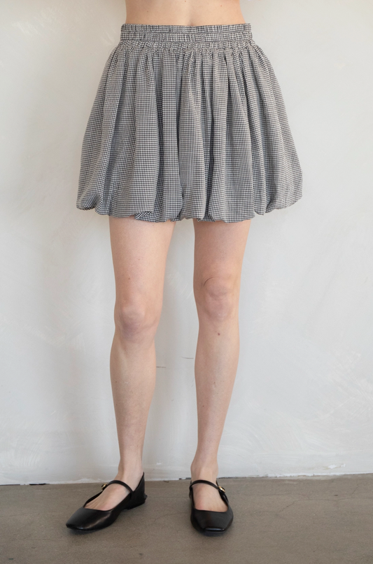 Checker Bubble Skirt Black
