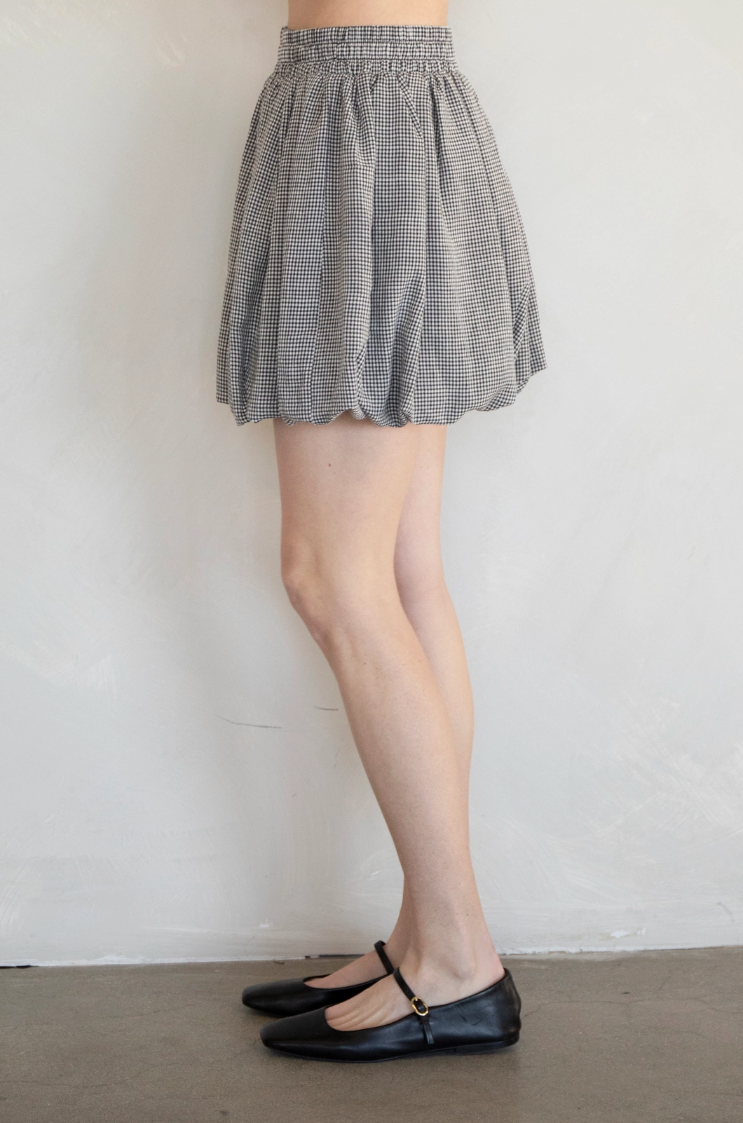 Checker Bubble Skirt Black