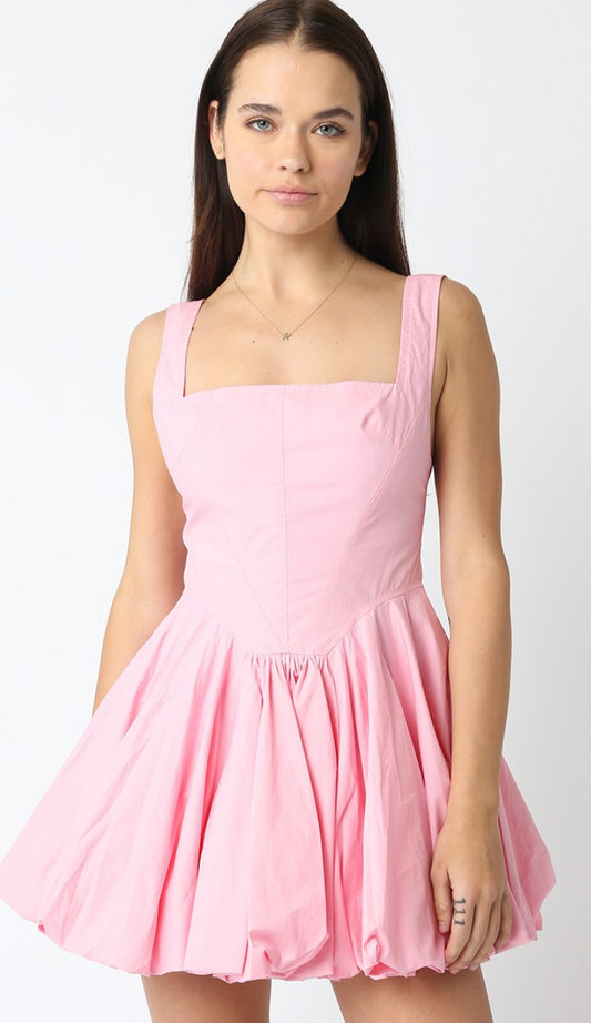 Audrey Bubble Hem Dress Pink