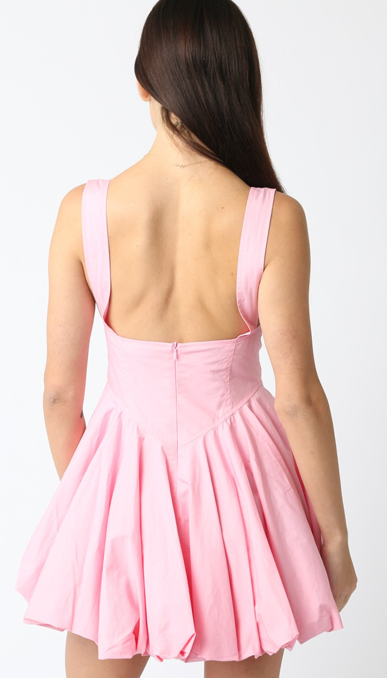 Audrey Bubble Hem Dress Pink