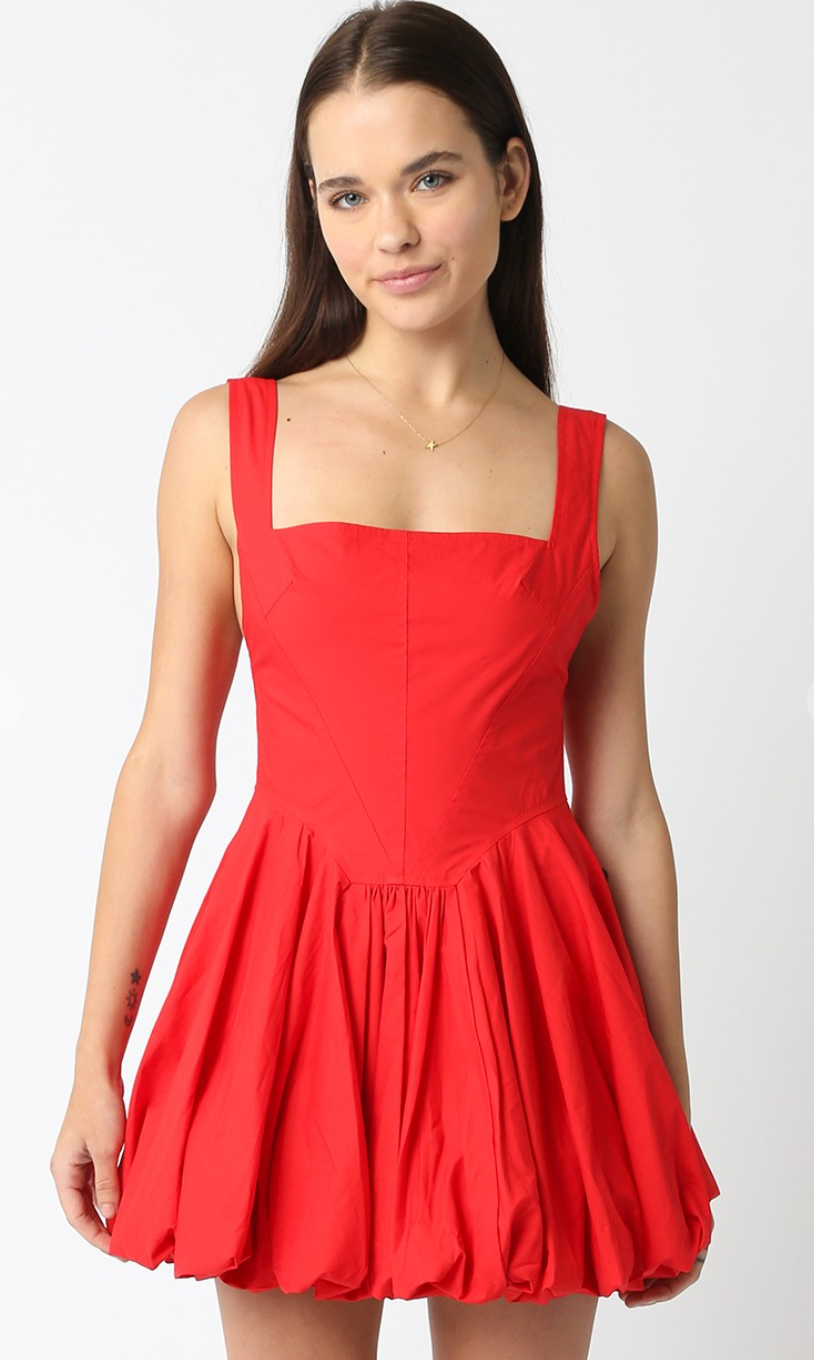 Audrey Bubble Hem Dress Red