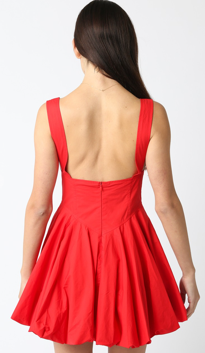Audrey Bubble Hem Dress Red