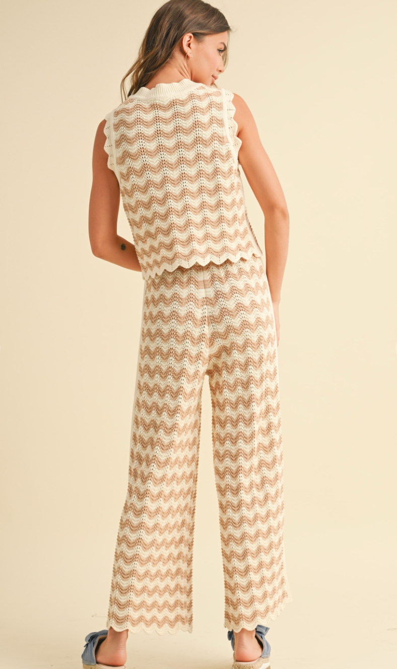 Crochet Knitted Top & Pants Set of 2